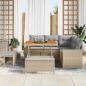 Preview: 8-teiliges Garten-Sofa-Set mit Kissen Beige Poly Rattan Akazie