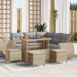 Preview: ARDEBO.de - 9-teiliges Garten Sofa Set mit Kissen Beige Poly Rattan Akazie