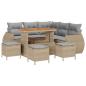 Preview: 9-teiliges Garten Sofa Set mit Kissen Beige Poly Rattan Akazie