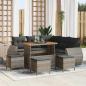 Preview: ARDEBO.de - 9-teiliges Garten-Sofa-Set mit Kissen Grau Poly Rattan Akazie