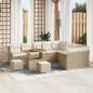 Preview: ARDEBO.de - 12-teiliges Garten Sofa Set mit Kissen Beige Poly Rattan Akazie