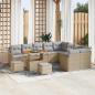 Preview: ARDEBO.de - 12-teiliges Garten Sofa Set mit Kissen Beige Poly Rattan Akazie
