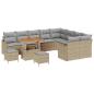 Preview: 12-teiliges Garten Sofa Set mit Kissen Beige Poly Rattan Akazie