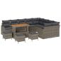 Preview: ARDEBO.de - 13-teiliges Garten Sofa Set mit Kissen Grau Poly Rattan Akazie