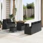 Preview: ARDEBO.de - 8-teiliges Garten Sofa Set mit Kissen Schwarz Poly Rattan Akazie