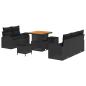 Preview: 8-teiliges Garten Sofa Set mit Kissen Schwarz Poly Rattan Akazie