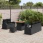 Preview: 8-teiliges Garten Sofa Set mit Kissen Schwarz Poly Rattan Akazie