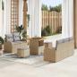 Preview: ARDEBO.de - 8-teiliges Garten Sofa Set mit Kissen Beige Poly Rattan Akazie