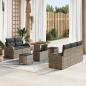 Preview: ARDEBO.de - 8-teiliges Garten Sofa Set mit Kissen Grau Poly Rattan Akazie