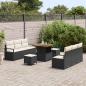 Preview: 9-teiliges Garten-Sofa-Set mit Kissen Schwarz Poly Rattan Akazie
