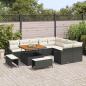 Preview: 12-teilige Garten Sofa Set mit Kissen Schwarzes Poly-Rattan Akazie