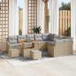 Preview: ARDEBO.de - 12-teiliges Garten-Sofa-Set mit Kissen Beige Poly-Rattan Akazie