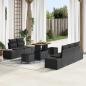 Preview: ARDEBO.de - 8-teiliges Garten-Sofa-Set mit Kissen Schwarz Poly Rattan Akazie