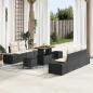 Preview: ARDEBO.de - 8-teiliges Garten Sofa Set mit Kissen Schwarz Poly Rattan Akazie
