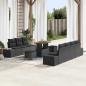 Preview: ARDEBO.de - 10-teiliges Garten Sofa Set mit Kissen Schwarz Poly Rattan Akazie