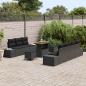 Preview: 10-teiliges Garten Sofa Set mit Kissen Schwarz Poly Rattan Akazie
