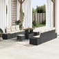 Preview: ARDEBO.de - 10-teiliges Garten Sofa Set mit Kissen schwarzes Poly Rattan Akazie