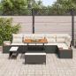 Preview: 9-teiliges Garten Sofa Set mit Kissen schwarzes Poly Rattan Akazienholz