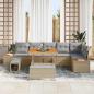 Preview: 9-teiliges Garten Sofa Set mit Kissen in Beige, Poly Rattan, Akazie