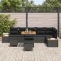 Preview: 9-teiliges Garten Sofa Set mit Kissen Schwarz Poly-Rattan Akazie