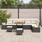 Preview: 9-teiliges Garten Sofa Set mit Kissen Schwarz Poly Rattan Akazie