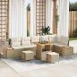 Preview: ARDEBO.de - 9-teiliges Garten Sofa Set mit Kissen Beige Poly Rattan Akazie