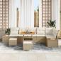 Preview: 9-teiliges Garten Sofa Set mit Kissen Beige Poly Rattan Akazie