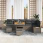 Preview: 9-teiliges Garten Sofa Set mit Kissen Grau Poly-Rattan Akazie