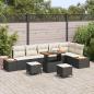 Preview: ARDEBO.de - 9-teiliges Garten Sofa Set mit Kissen Schwarz Poly-Rattan Akazie