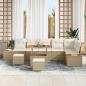 Preview: 9-teiliges Garten-Sofaset mit Kissen Beige Poly-Rattan Akazie