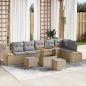 Preview: ARDEBO.de - 9-teiliges Garten-Sofa-Set mit Kissen Beige Poly-Rattan Akazie