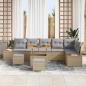 Preview: 9-teiliges Garten-Sofa-Set mit Kissen Beige Poly-Rattan Akazie