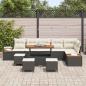 Preview: 10-teiliges Garten-Sofa-Set mit Kissen Schwarz Poly-Rattan Akazie