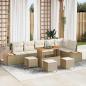 Preview: ARDEBO.de - 10-teiliges Garten Sofa Set mit Kissen Beige Poly Rattan Akazie