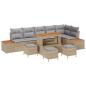 Preview: ARDEBO.de - 10-teiliges Garten-Sofa-Set mit Kissen Beige Poly-Rattan Akazie