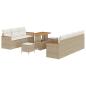 Preview: 10-teiliges Garten-Sofaset mit Kissen in Beige aus Poly-Rattan und Akazie