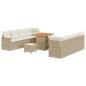 Preview: ARDEBO.de - 11-teiliges Garten Sofa Set mit Kissen Beige Poly Rattan Akazie