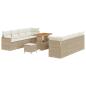 Preview: 11-teiliges Garten Sofa Set mit Kissen Beige Poly Rattan Akazie