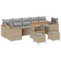 Preview: 10-teiliges Garten Sofa Set mit Kissen Beige Poly Rattan Akazie