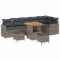 Preview: 9-teiliges Garten-Sofa-Set mit Kissen Grau Poly-Rattan Akazie