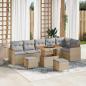 Preview: ARDEBO.de - 9-teiliges Garten-Sofa-Set mit Kissen Beige Poly-Rattan Akazie