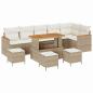 Preview: 10-teiliges Garten-Sofa-Set mit Kissen Beige Poly-Rattan Akazie