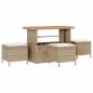 Preview: 10-teiliges Garten-Sofa-Set mit Kissen Beige Poly-Rattan Akazie