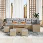 Preview: 10-teilige Garten Sofagarnitur mit Kissen in Beige aus Poly Rattan Akazie