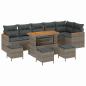 Preview: 10-teiliges Garten-Sofa-Set mit Kissen Grau Poly-Rattan Akazie