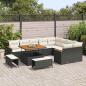 Preview: 12-teiliges Garten Sofa Set mit Kissen Schwarz Poly Rattan Akazie