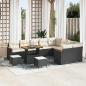 Preview: ARDEBO.de - 12-teiliges Garten Sofa Set mit Kissen Schwarz Poly Rattan Akazie