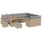 Preview: 12-teiliges Garten-Sofa-Set mit Kissen Beige Poly-Rattan Akazie