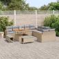 Preview: 13-teiliges Garten Sofa Set mit Kissen Beige Poly Rattan Akazie
