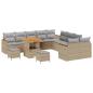 Preview: 13-teiliges Garten Sofa Set mit Kissen Beige Poly Rattan Akazie